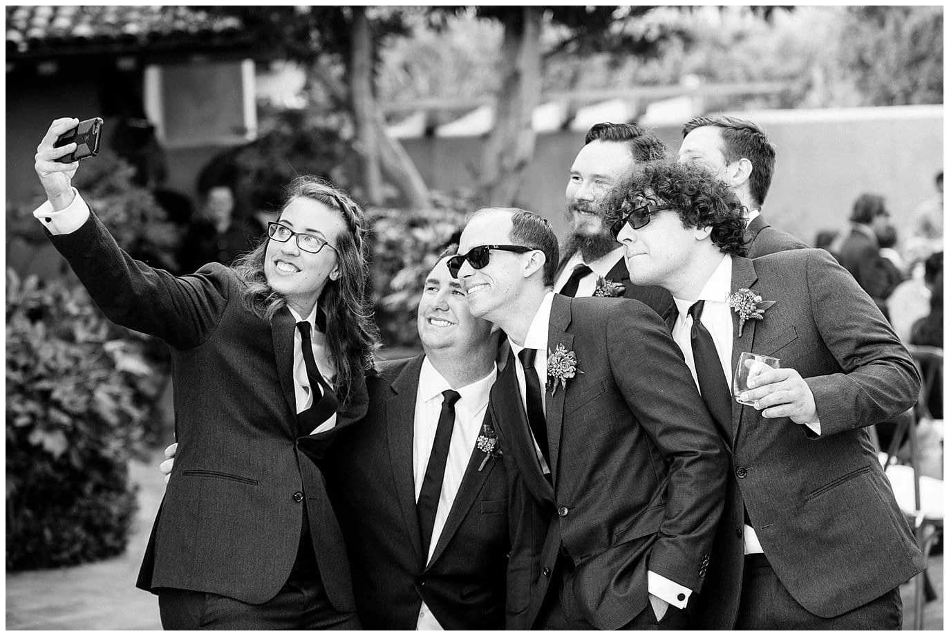 California wedding party selfie photo