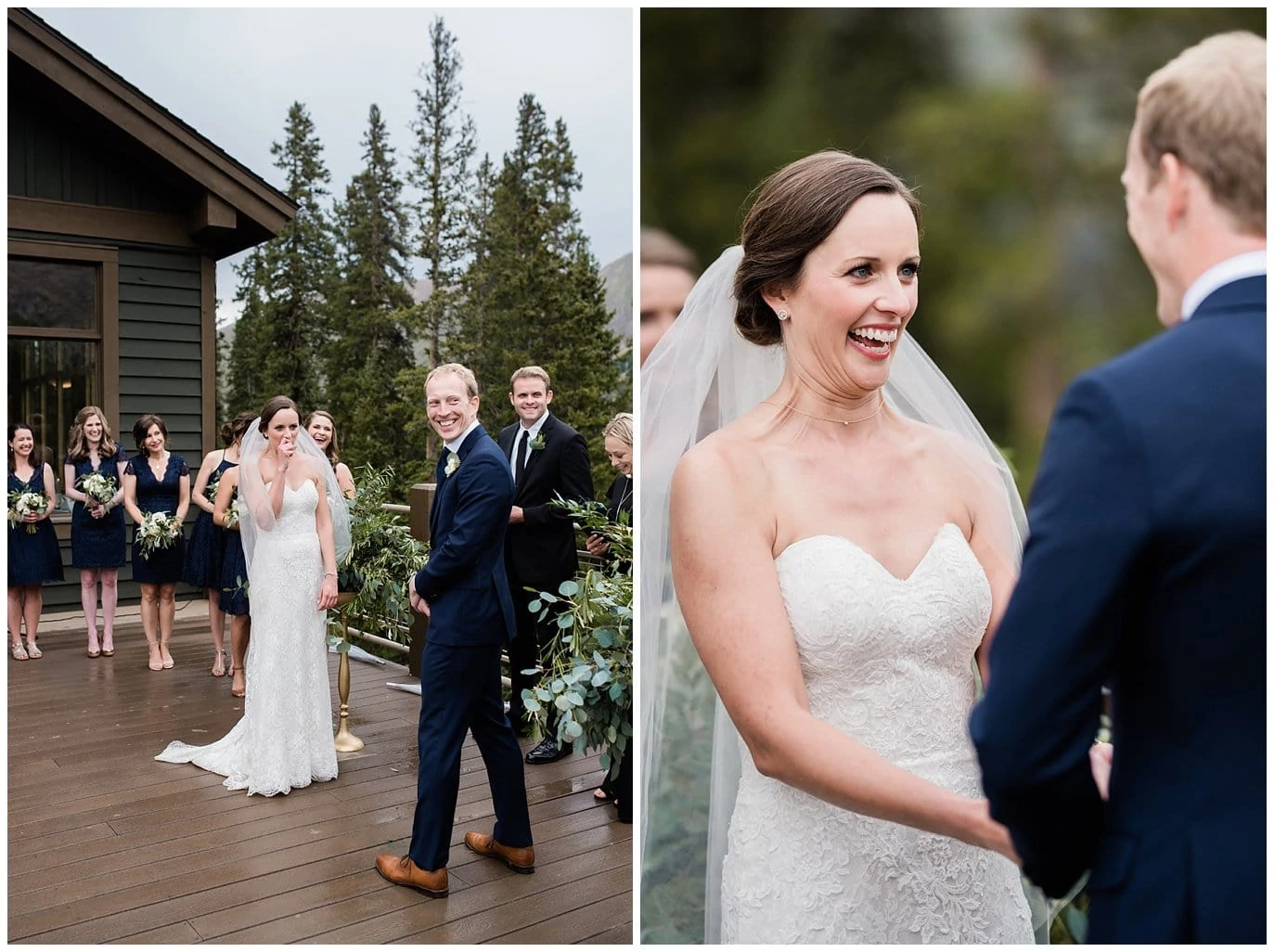 beautiful ceremony in the rain at Arapahoe Basin Black Mountain Lodge Wedding by Silverthorne Wedding Photographer Jennie Crate