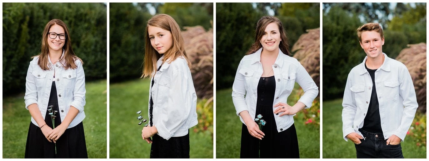 wedding party in black with white jean jackets photo