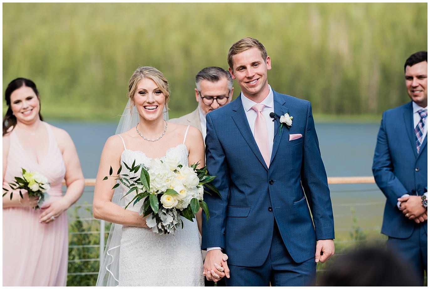 happy couple after ceremony at Piney River Ranch Summer Wedding by Rocky Mountain wedding photographer Jennie Crate photographer