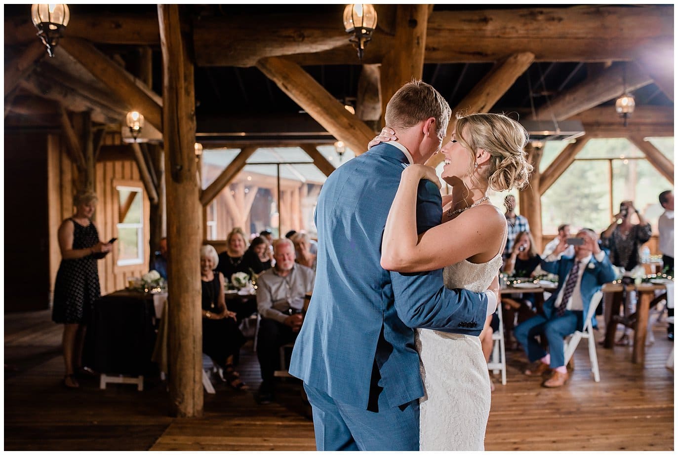 first dance in pavilion at Piney River Ranch Summer Wedding by Beaver Creek wedding photographer Jennie Crate photographer