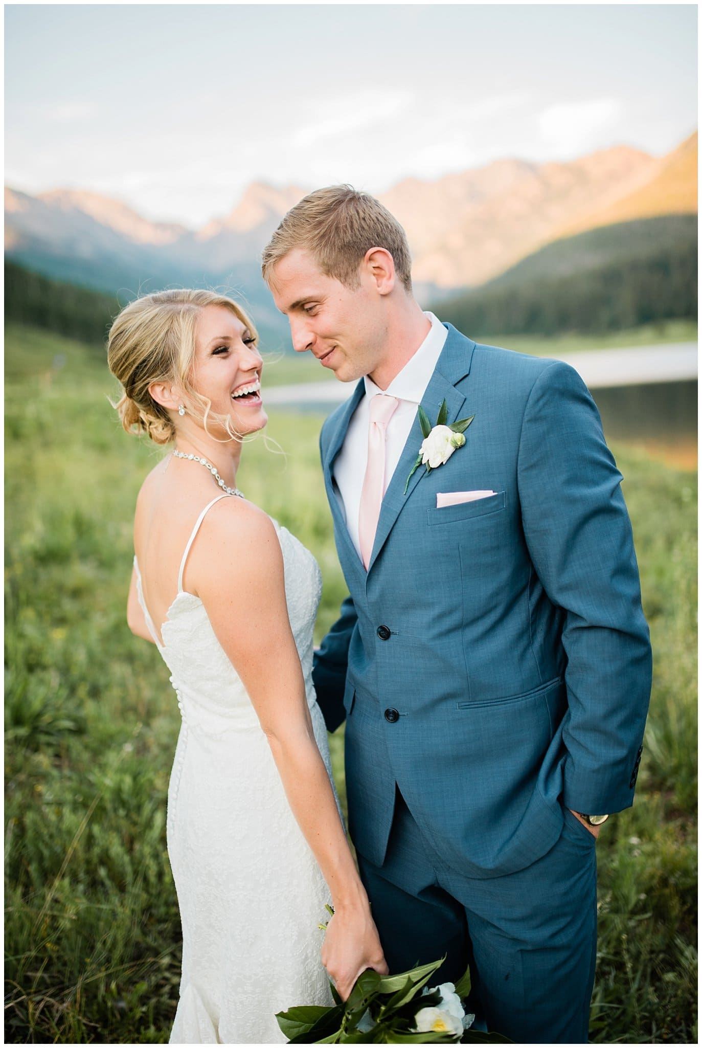 sunset by the lake at Piney River Ranch Summer Wedding by Piney River Ranch wedding photographer Jennie Crate photographer