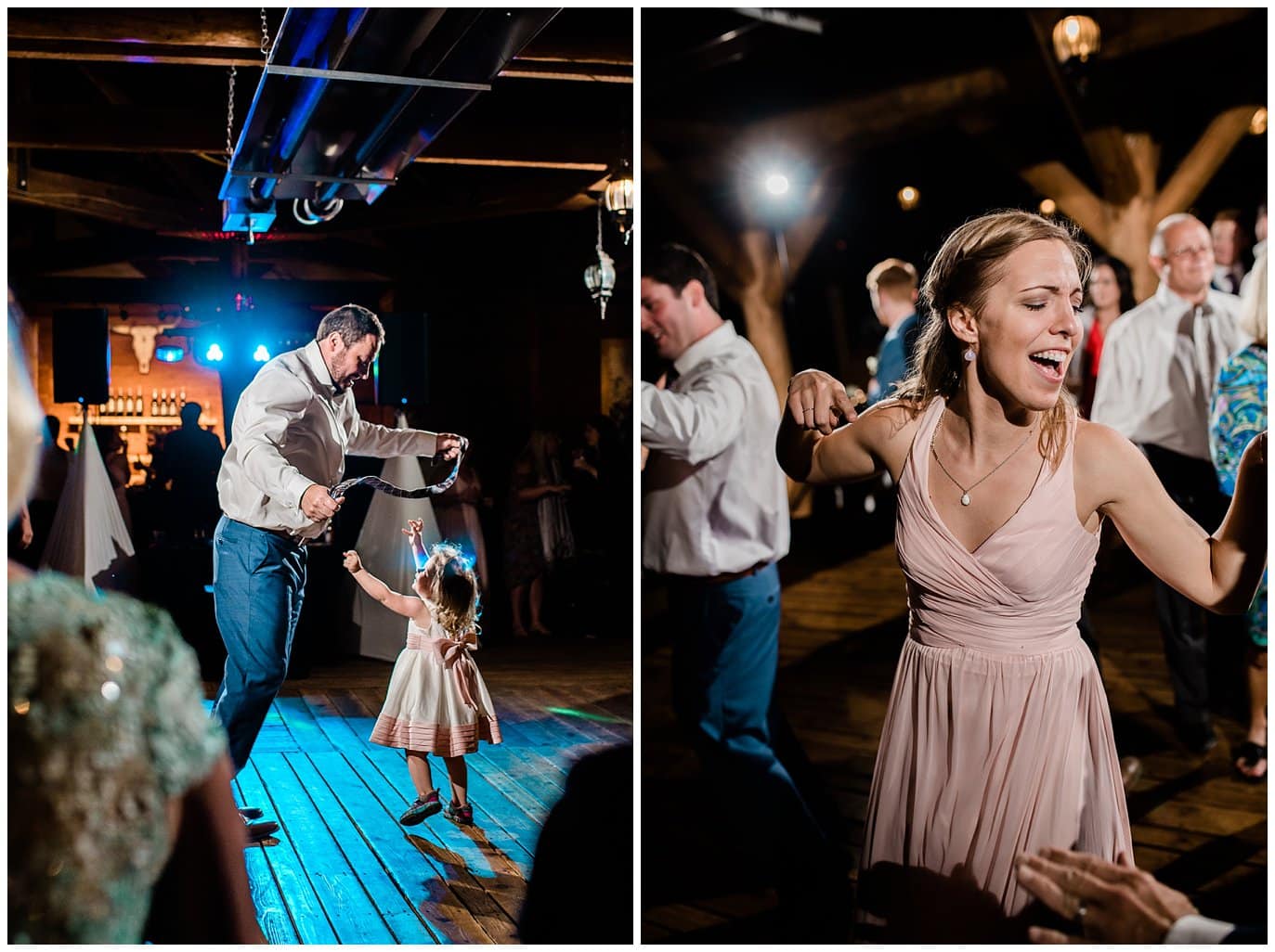 guests dancing during wedding reception at Piney River Ranch Summer Wedding by Beaver Creek wedding photographer Jennie Crate photographer