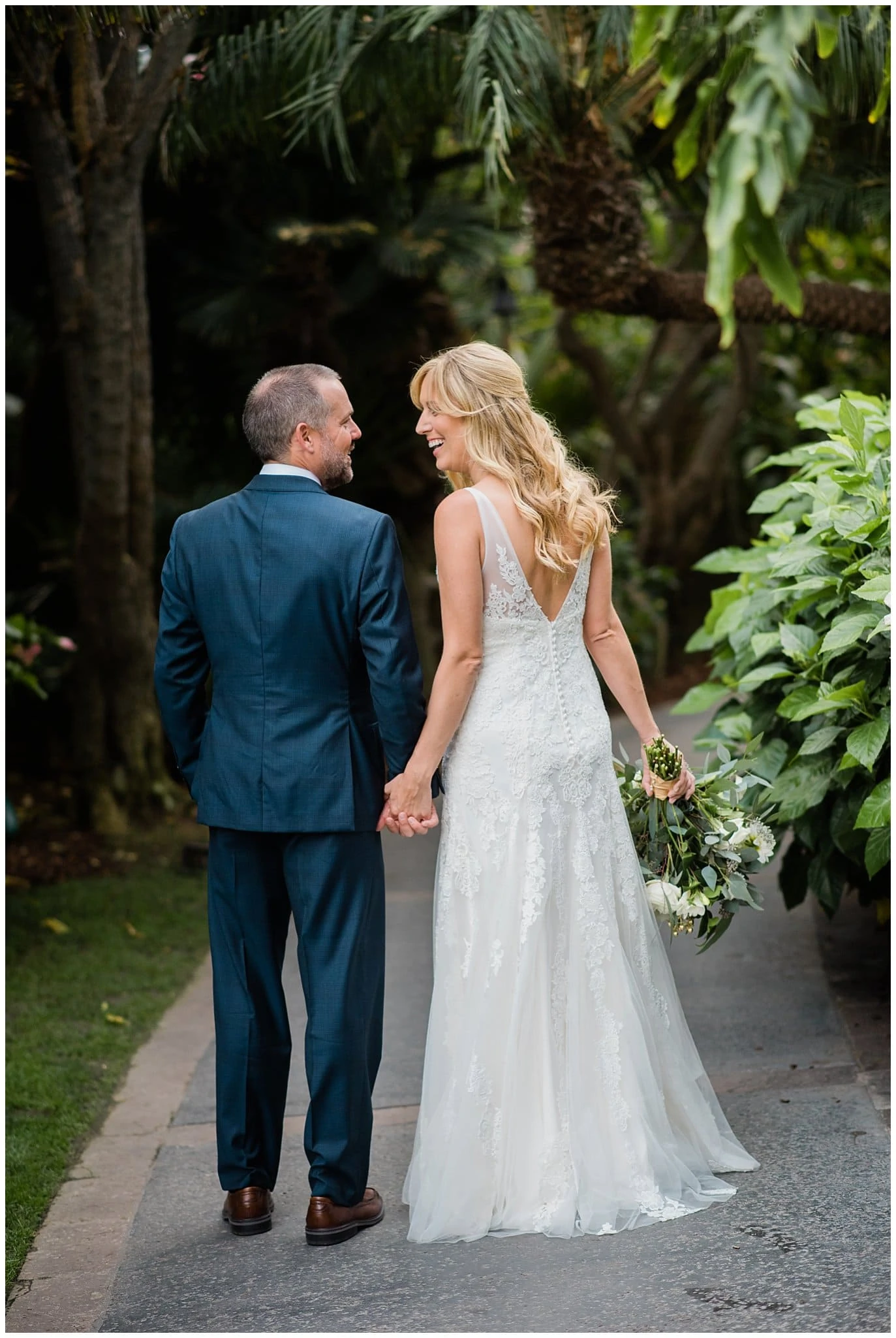 bride and groom at san diego gardens photo