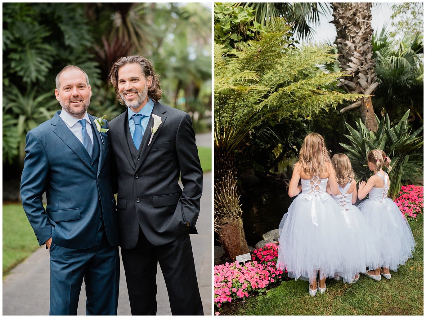 groom, groomsmen, and flower girls in San Diego gardens photo