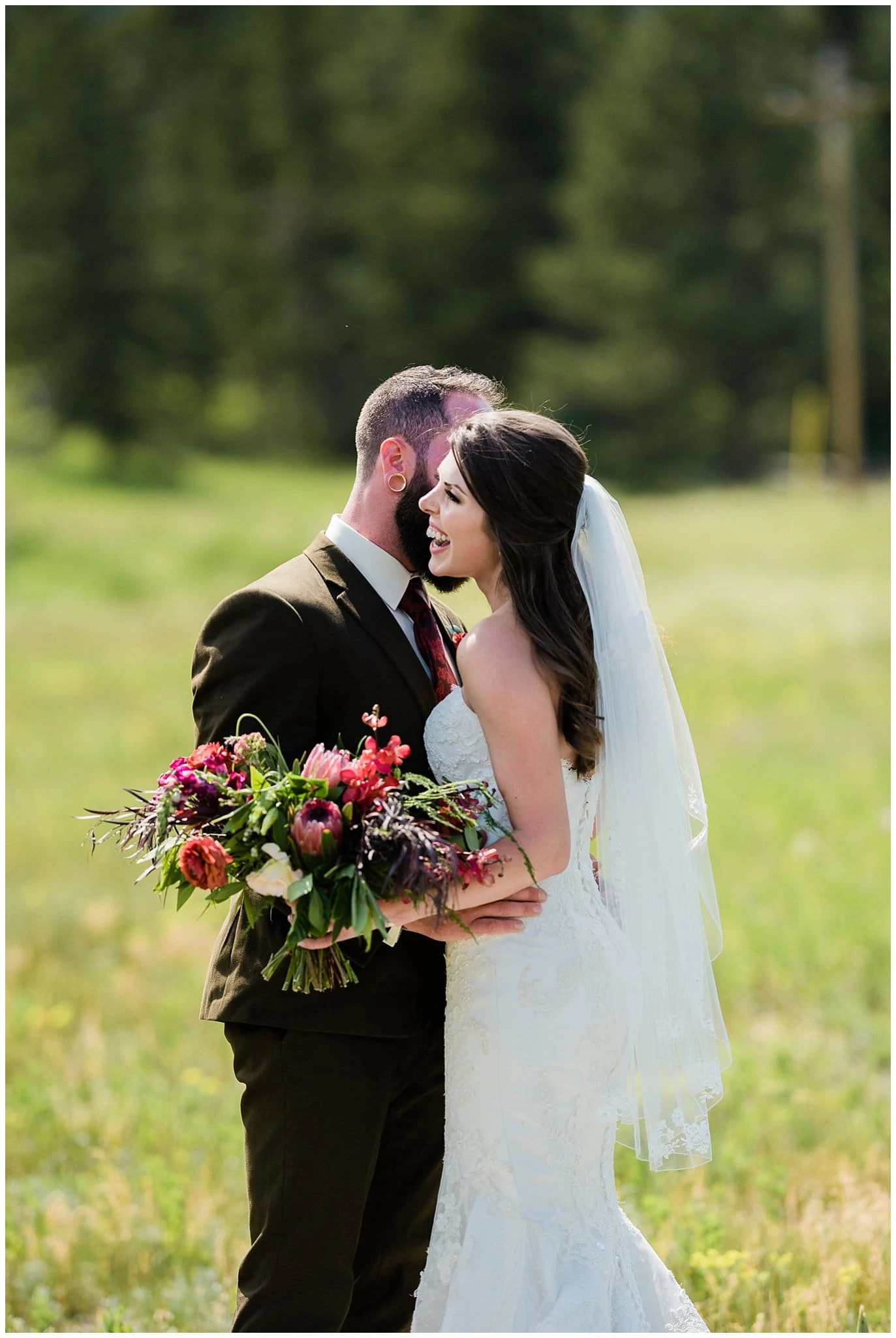 joyful bride at colorado outdoor wedding photo