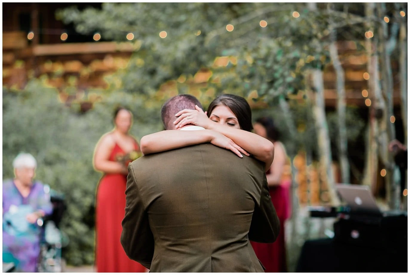 intimate first dance at outdoor wedding reception photo