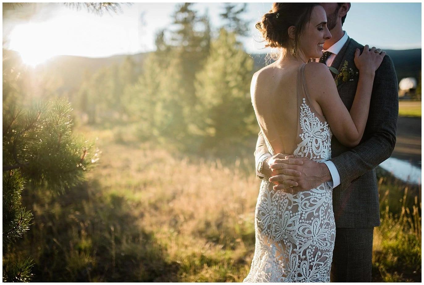 Intimate sunset wedding at Winding River Ranch photo