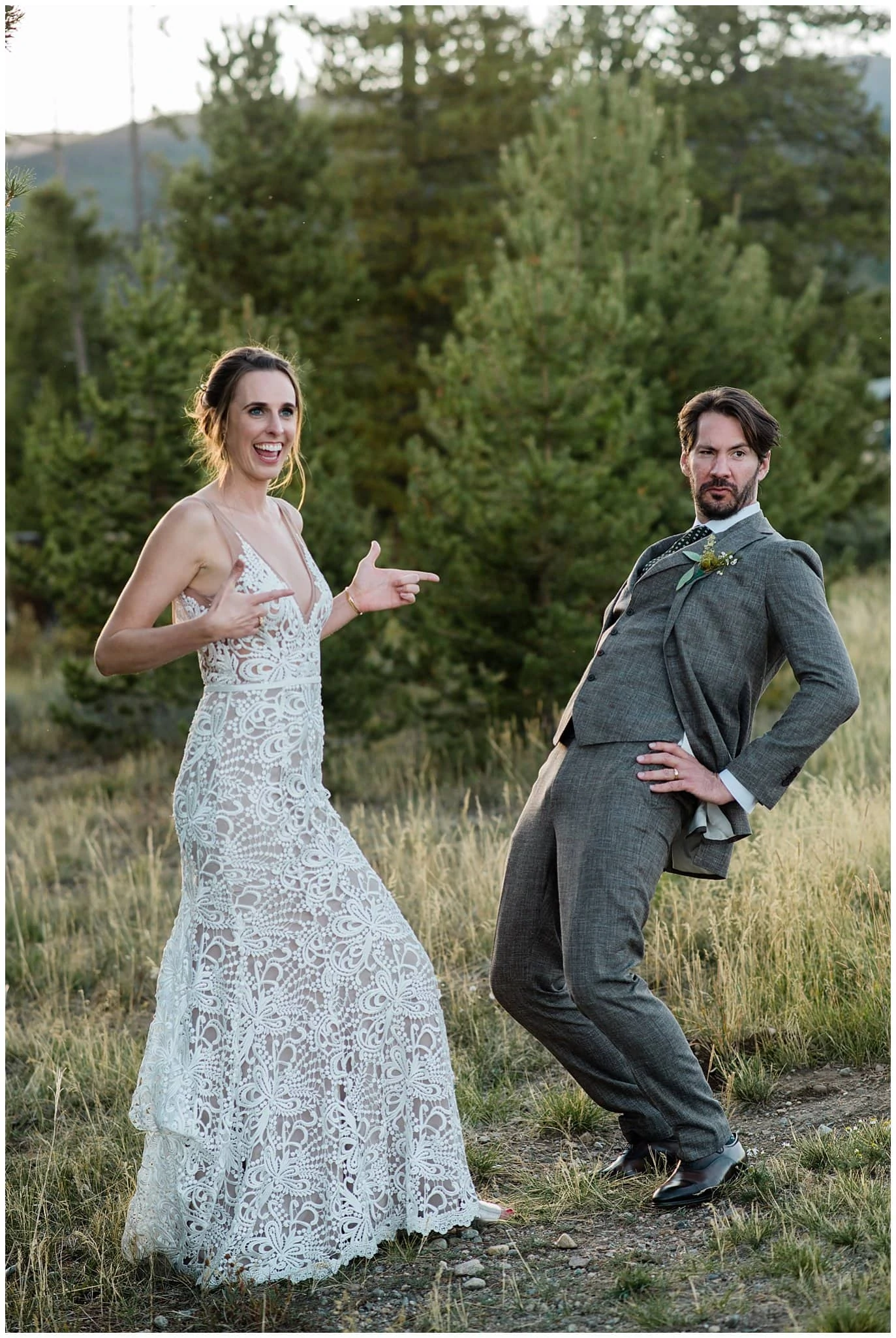 goofy couple at Winding River Ranch wedding photo