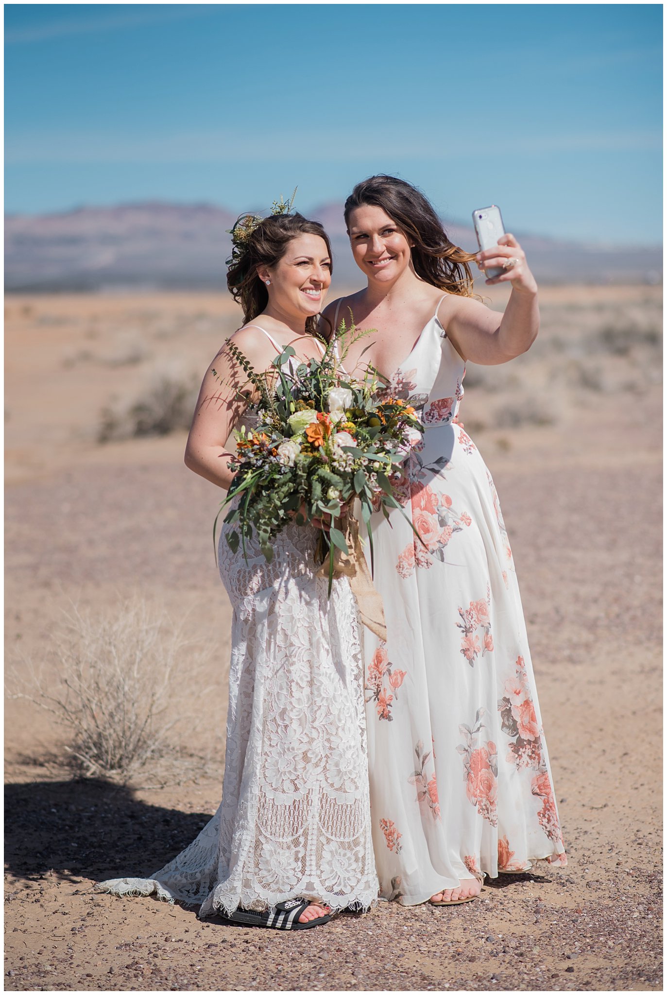 Same-sex desert selfie photo