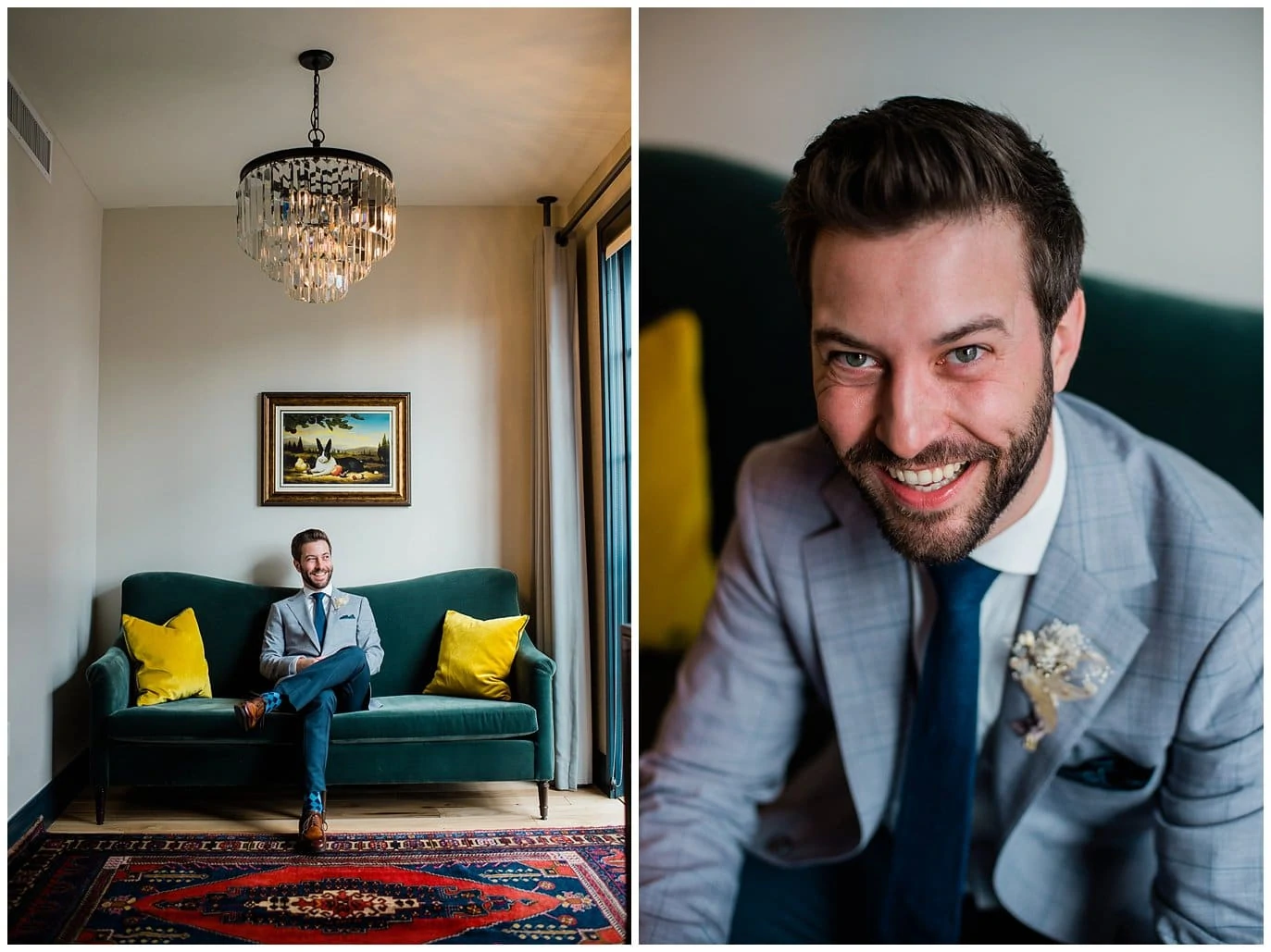 groom at Ramble hotel by Blanc Wedding Photographer Jennie Crate