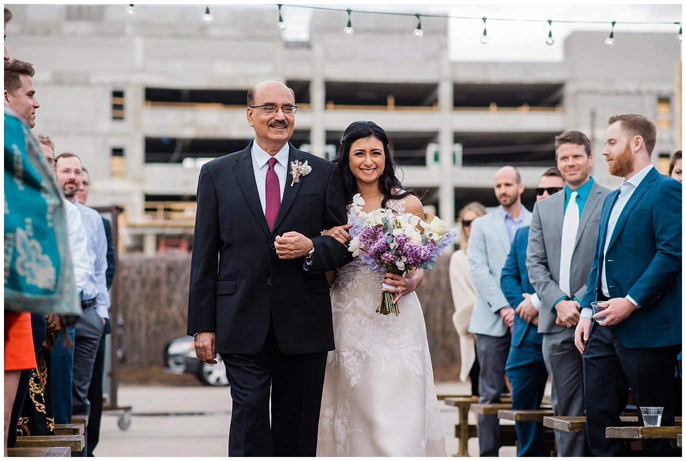 bride's dad walks bride down aisle at Blanc Wedding by Denver Wedding Photographer Jennie Crate