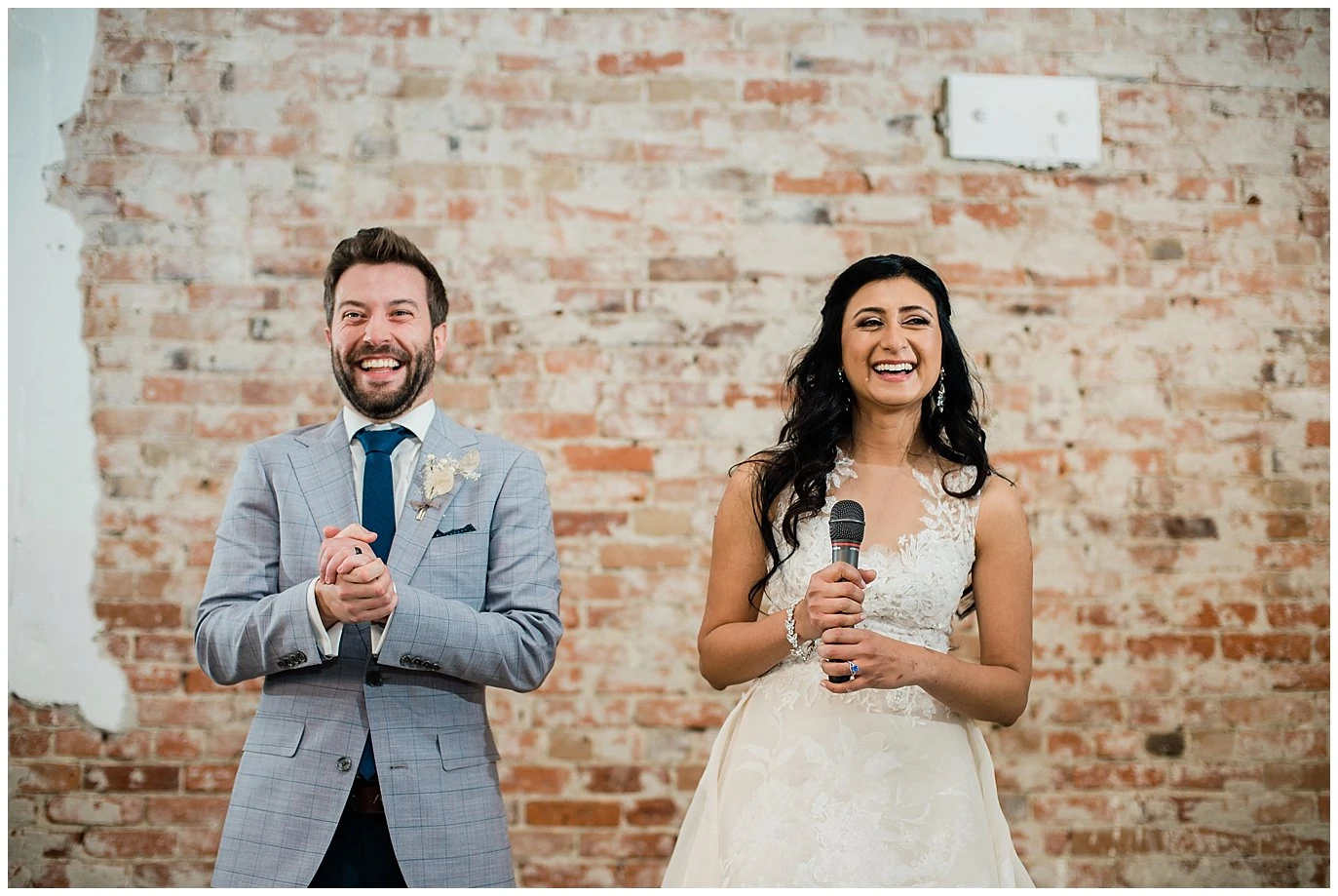 bride and groom speech at Blanc Wedding venue by Denver Wedding Photographer Jennie Crate