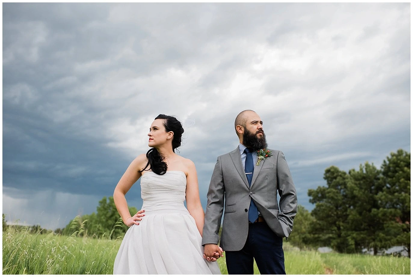 stormy skies bride and groom wedding photo
