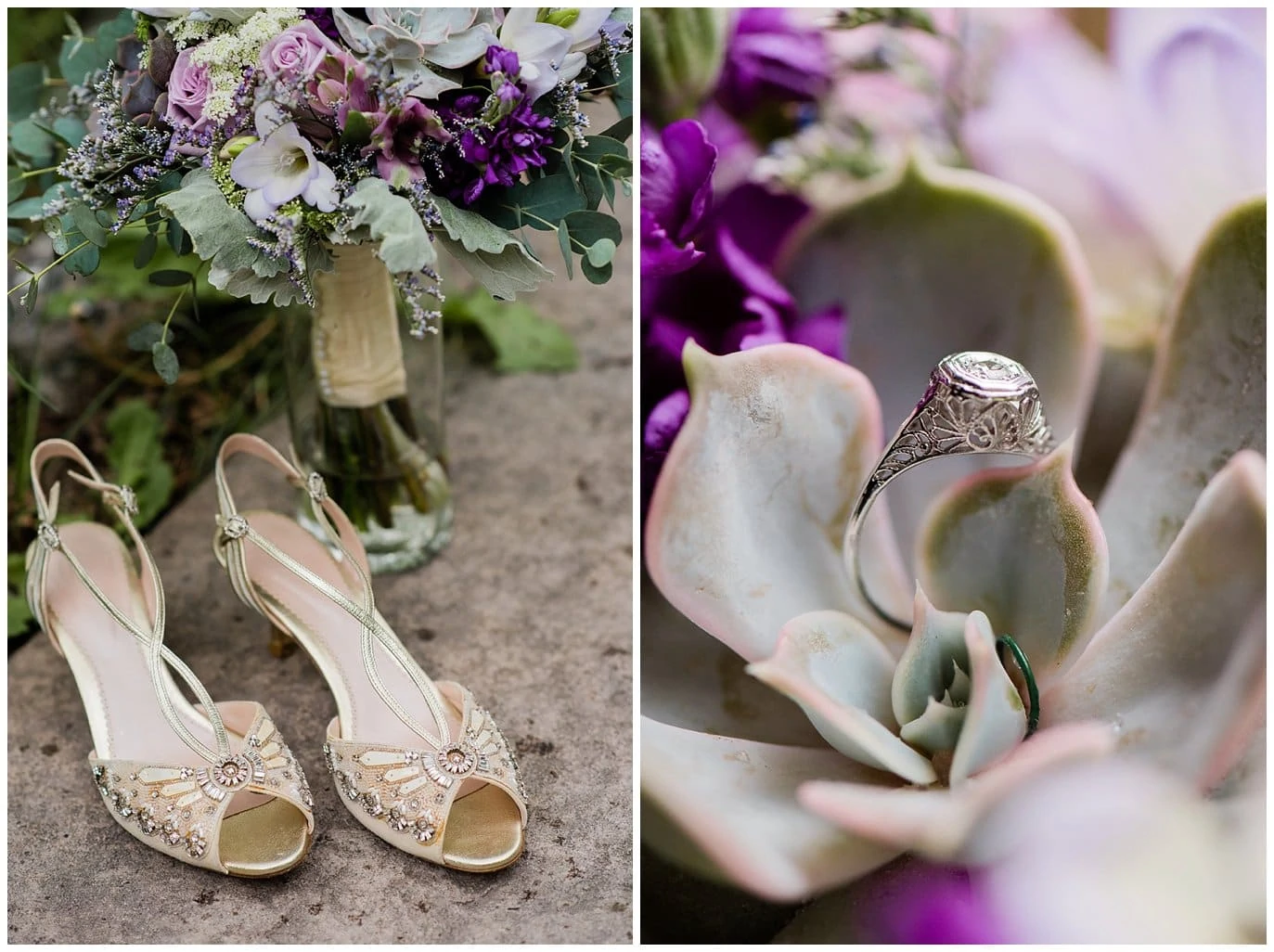 sparkly shoes and custom wedding ring photo