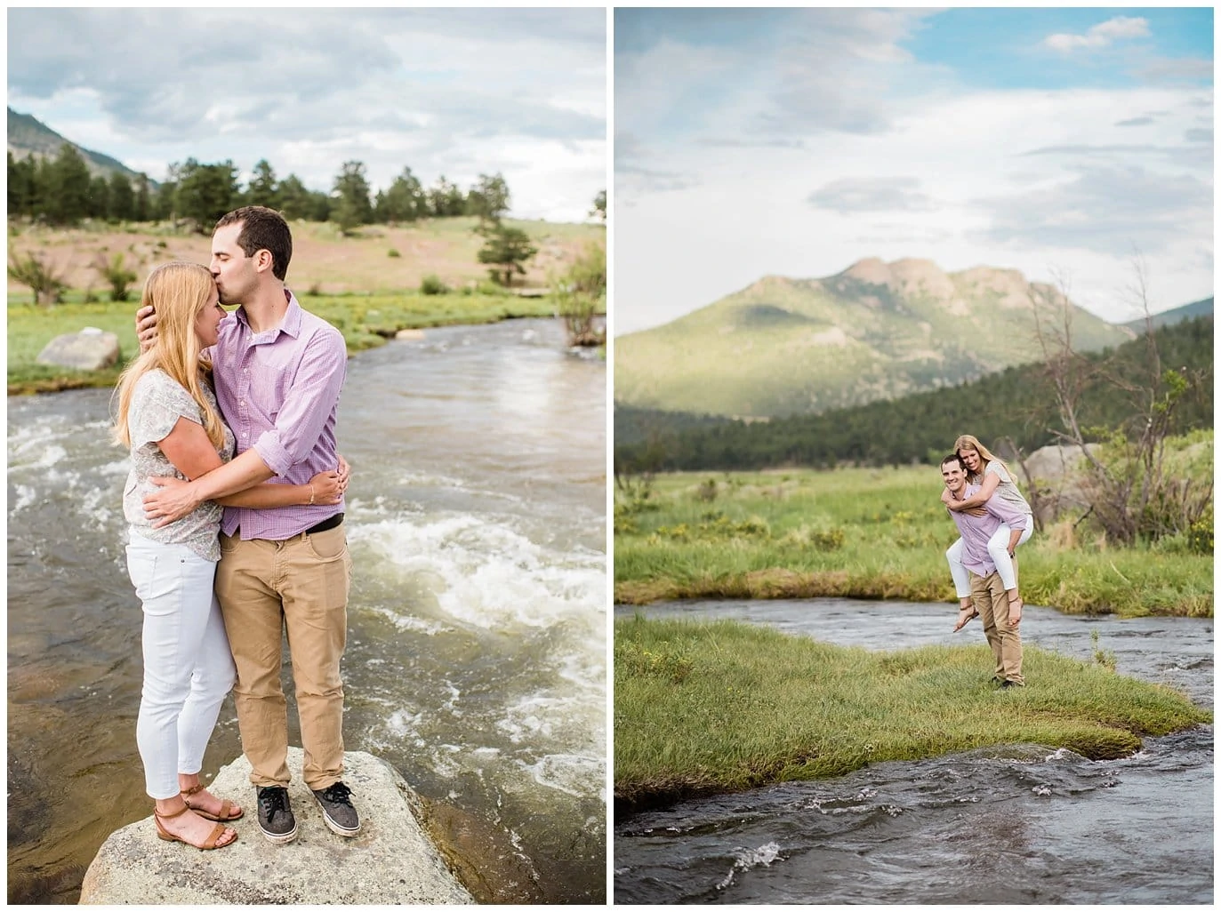 National Park engagement photo by river