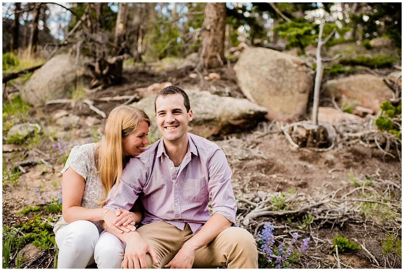 cuddly engagement photo in Colorado