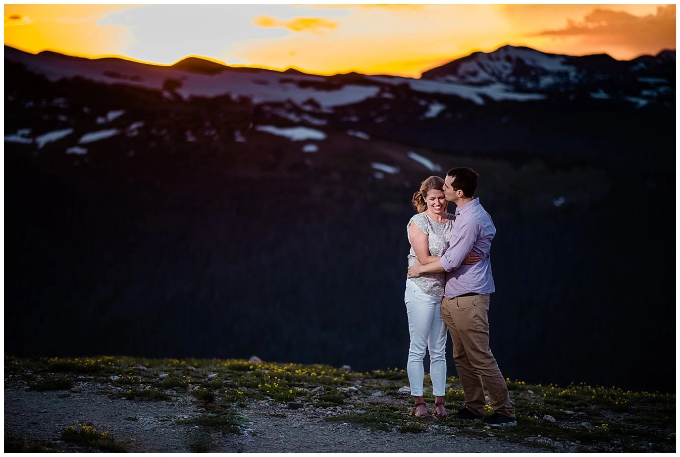 Rocky Mountain National Park Sunset Engagement photo