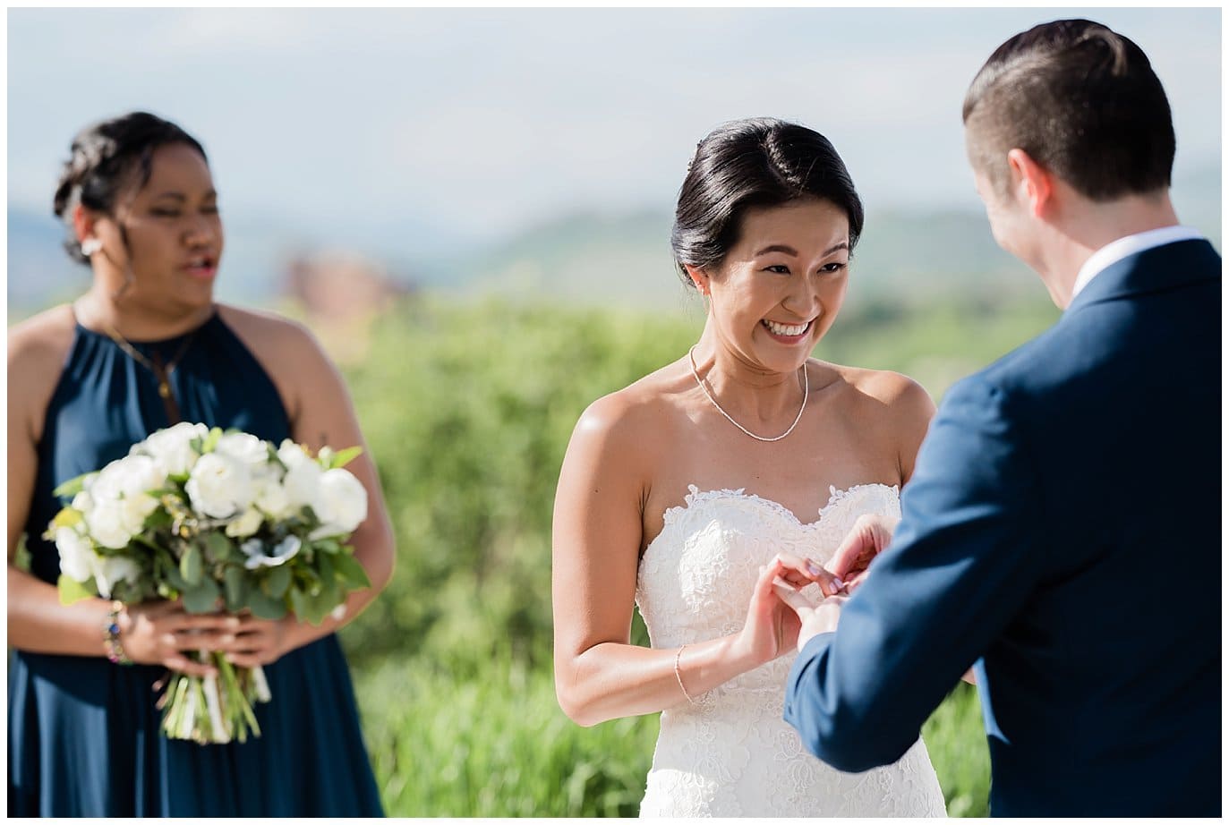 ring exchange at Colorado mountain wedding photo