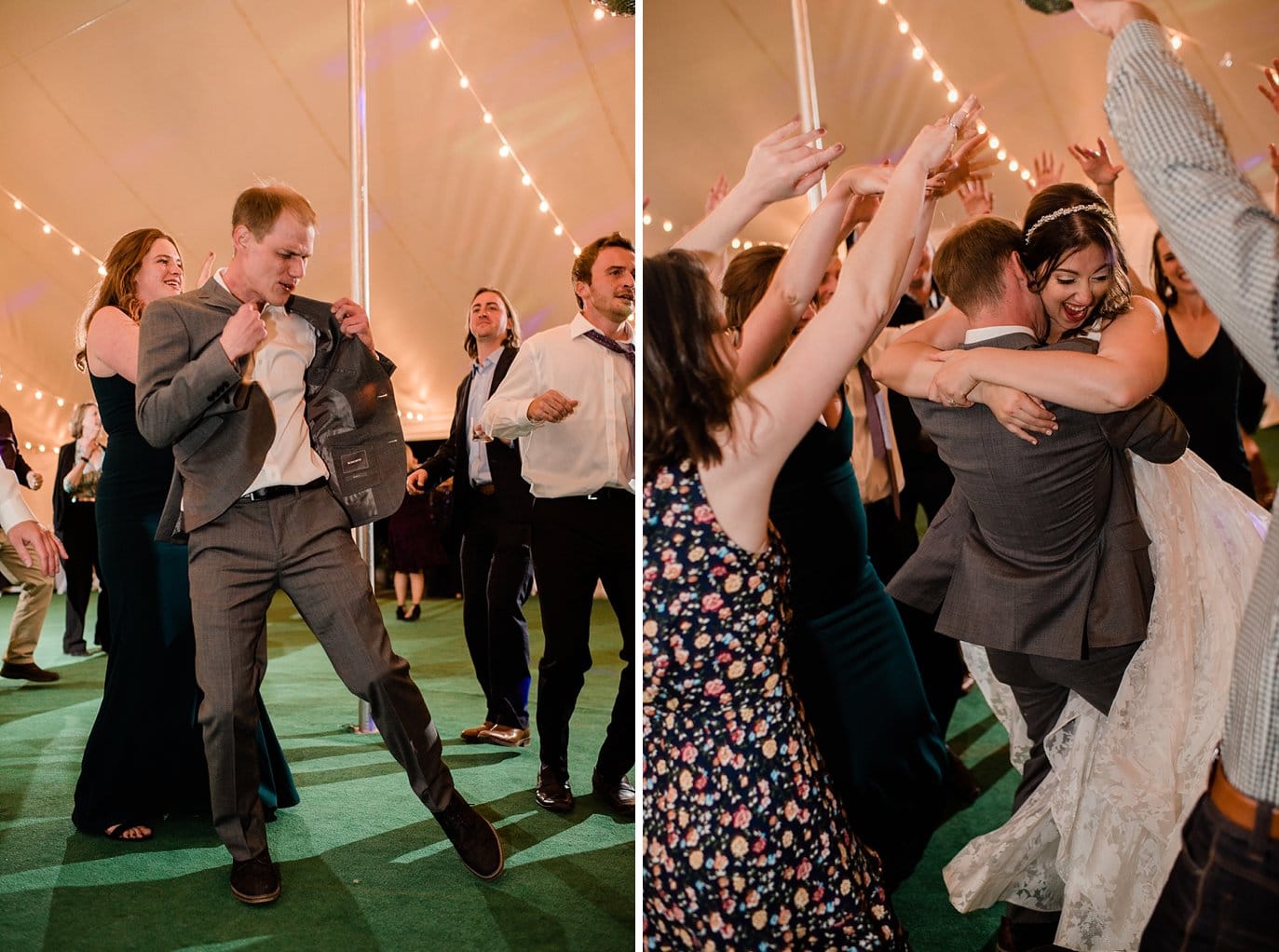 epic dance party at mountain wedding at B Lazy 2 Ranch by Fraser wedding photographer Jennie Crate