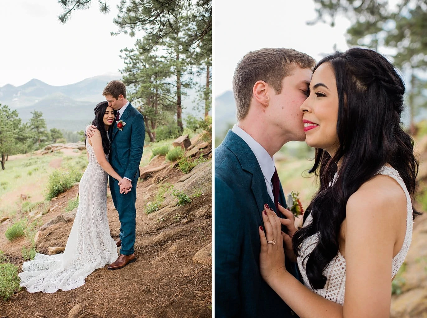 intimate Colorado outdoor couple at Rocky Mountain Estes Park wedding by Estes Park Wedding Photography Jennie Crate 