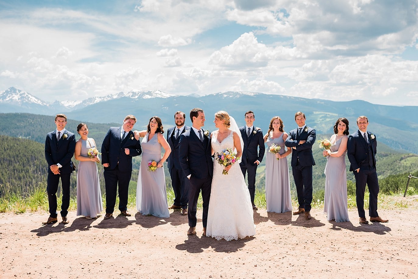 Vail Mountain wedding party photo
