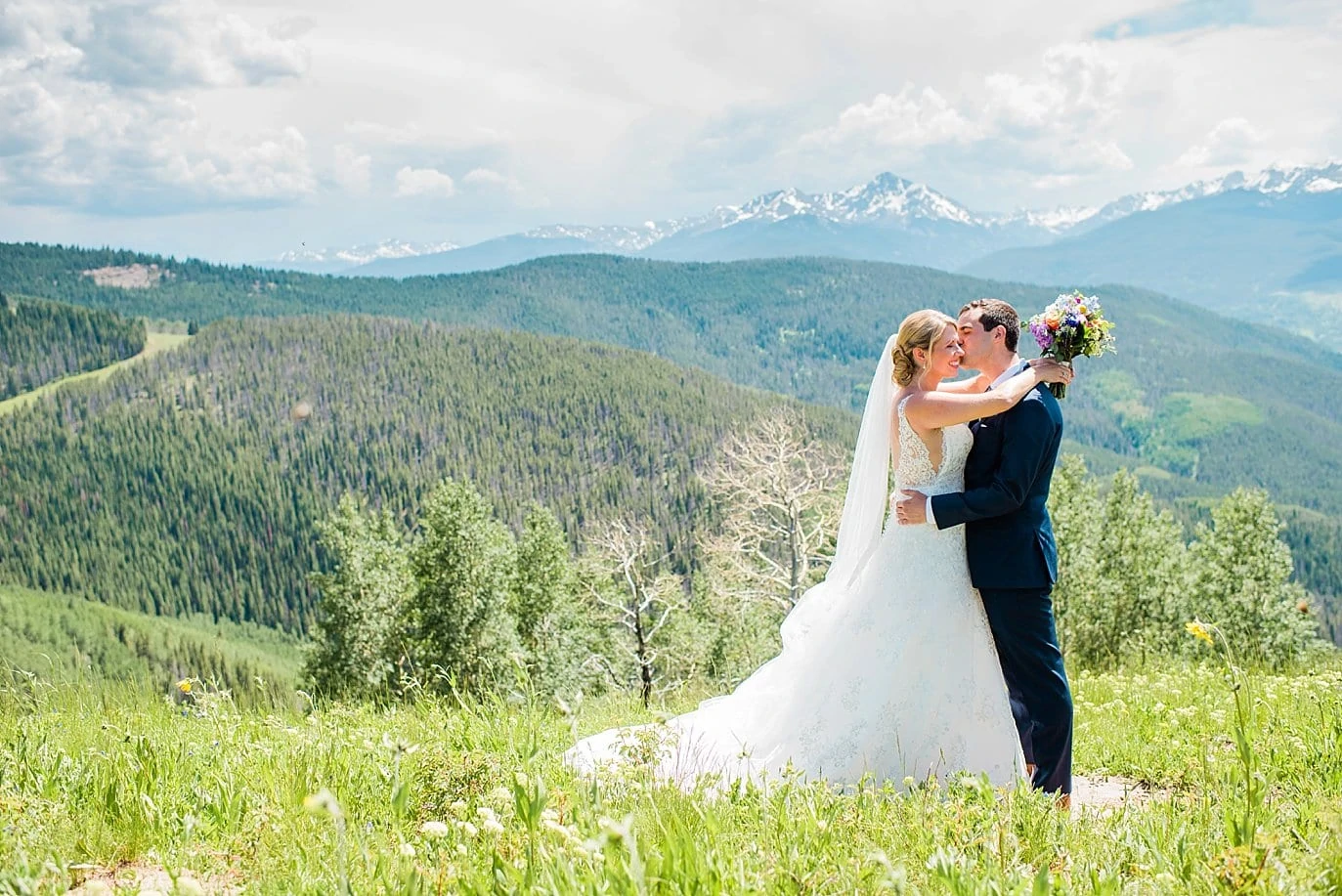 Vail Mountain wedding day photo by Vail wedding photographer Jennie Crate