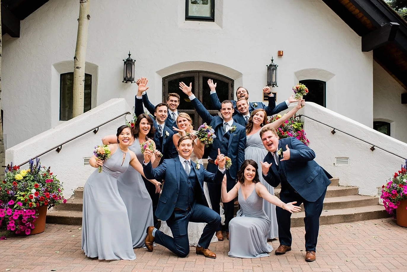 Bridal party at Vail Interfaith Chapel by Avon wedding photographer Jennie Crate