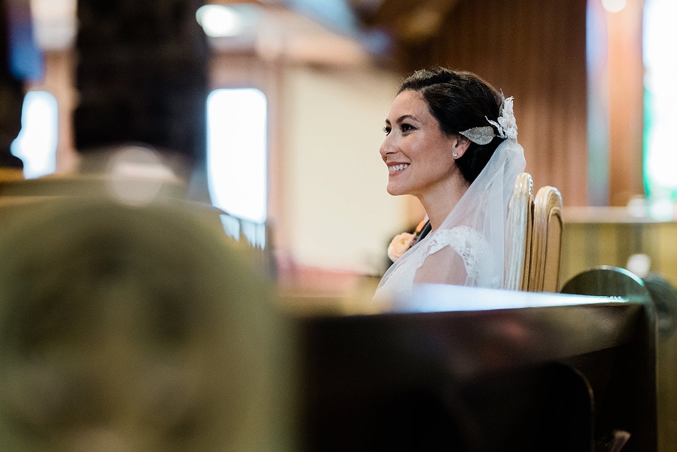Bride at Our Lady of the Mountain Catholic Church wedding by Estes Park wedding photographer Jennie Crate