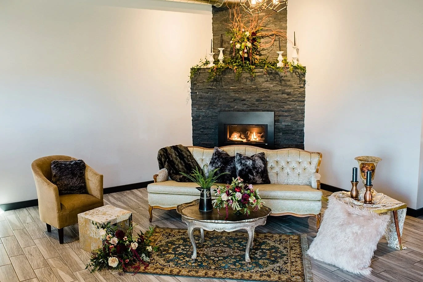 cozy lounge area at Northgate Event Center wedding by Westminster wedding photographer Jennie Crate