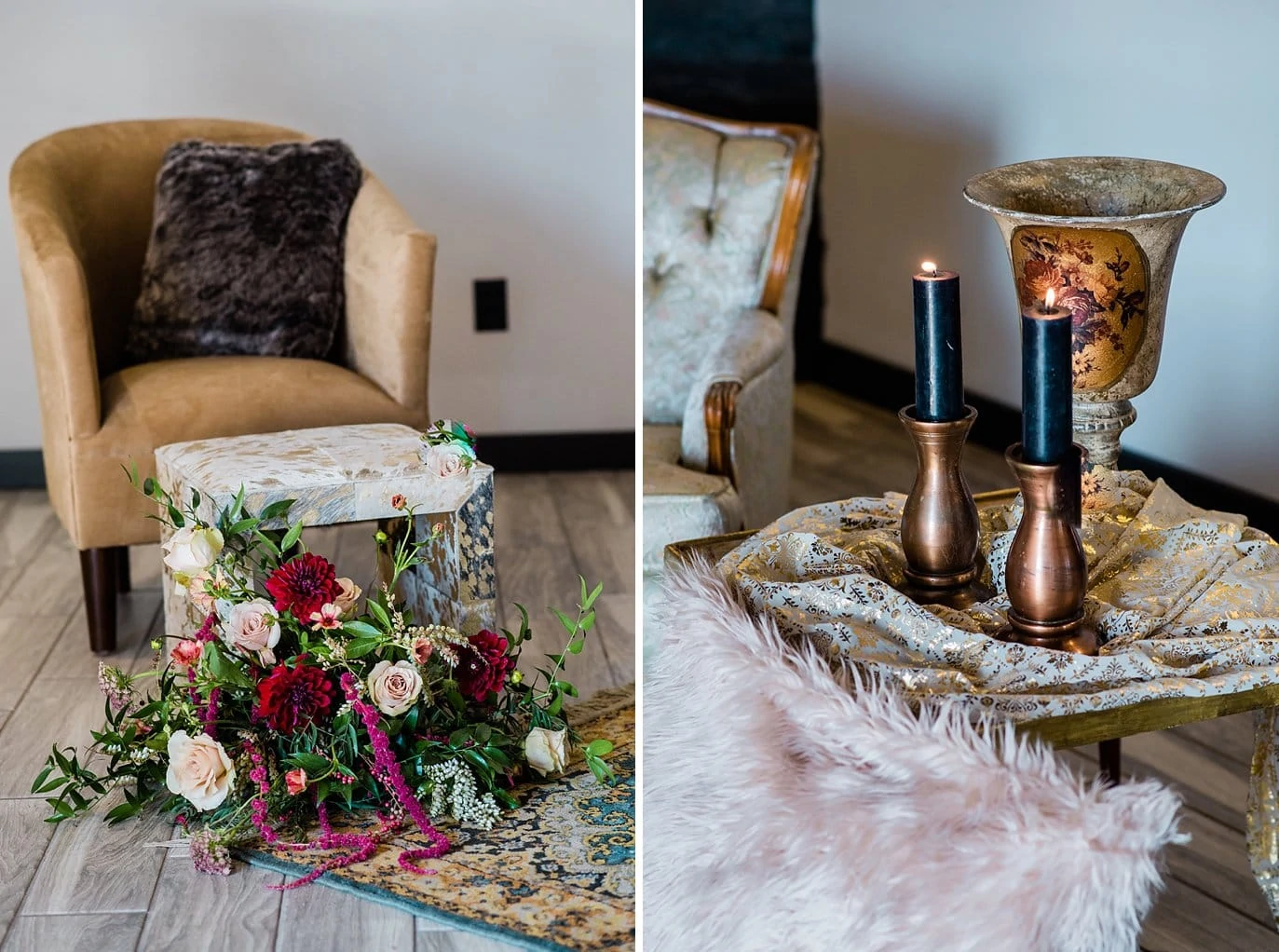cozy lounge area at Northgate Event Center wedding by Denver wedding photographer Jennie Crate