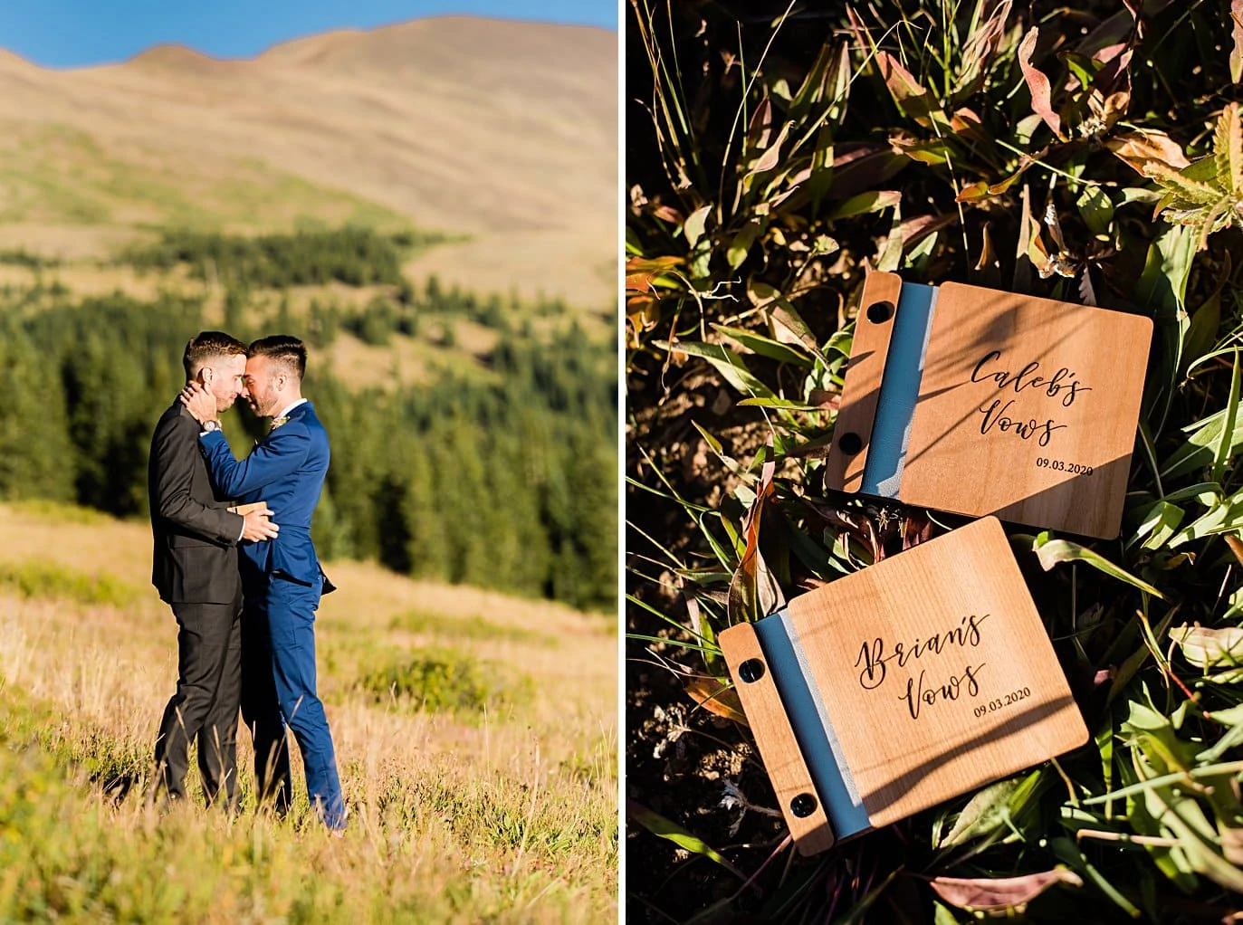 two grooms say vows in private ceremony at Breckenridge Elopement by Colorado gay wedding photographer Jennie Crate