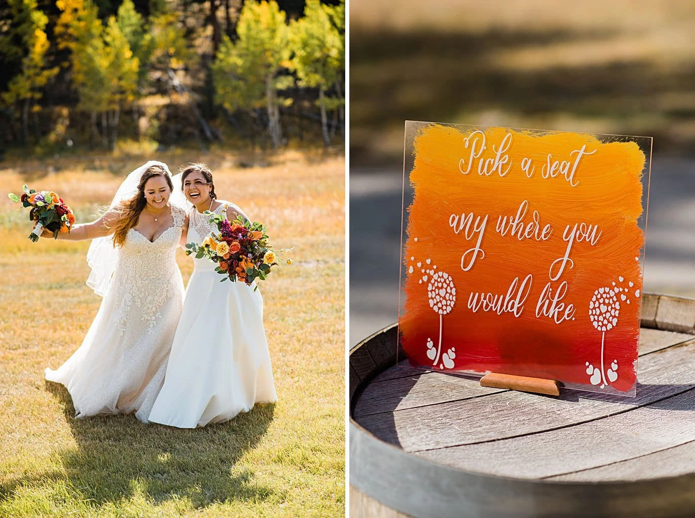 brides prepare for ceremony at fall Colorado wedding by Denver wedding photographer Jennie Crate