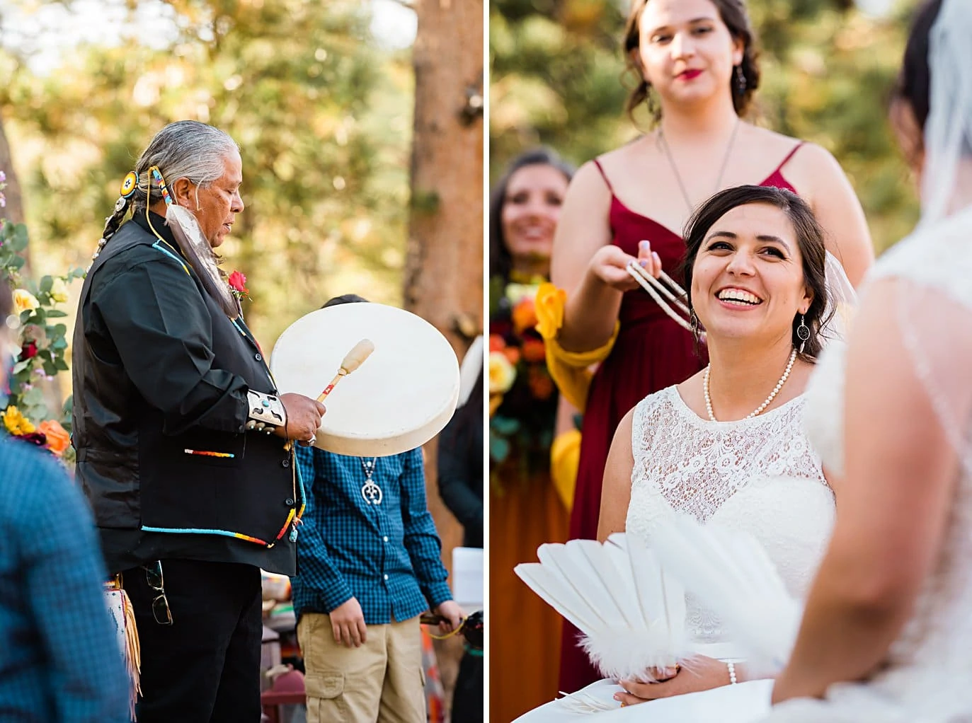 traditional native american ceremony at fall Deer Creek Valley Ranch wedding by Denver wedding photographer Jennie Crate