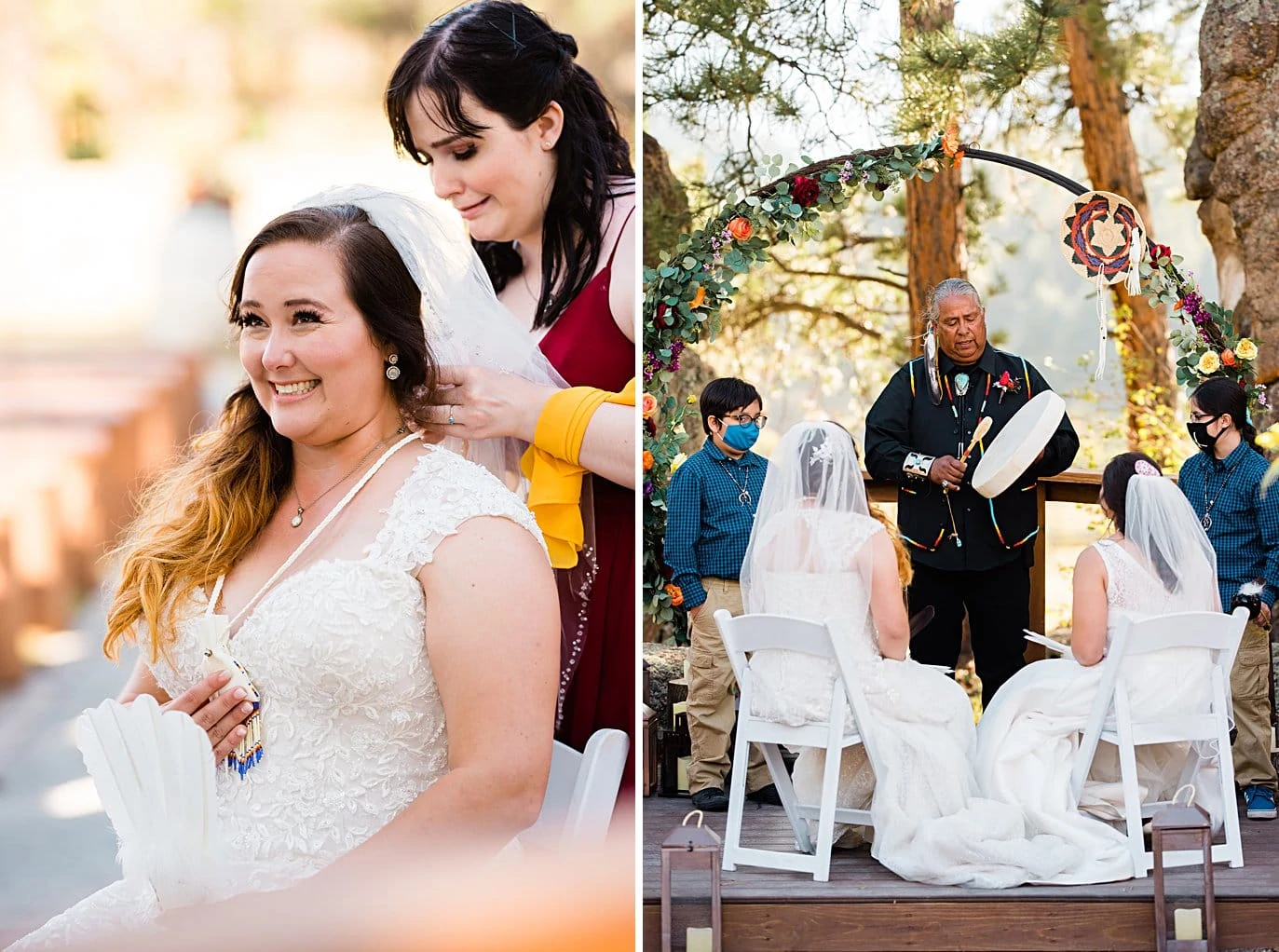 traditional native american wedding ceremony at fall Deer Creek Valley Ranch wedding by Denver wedding photographer Jennie Crate