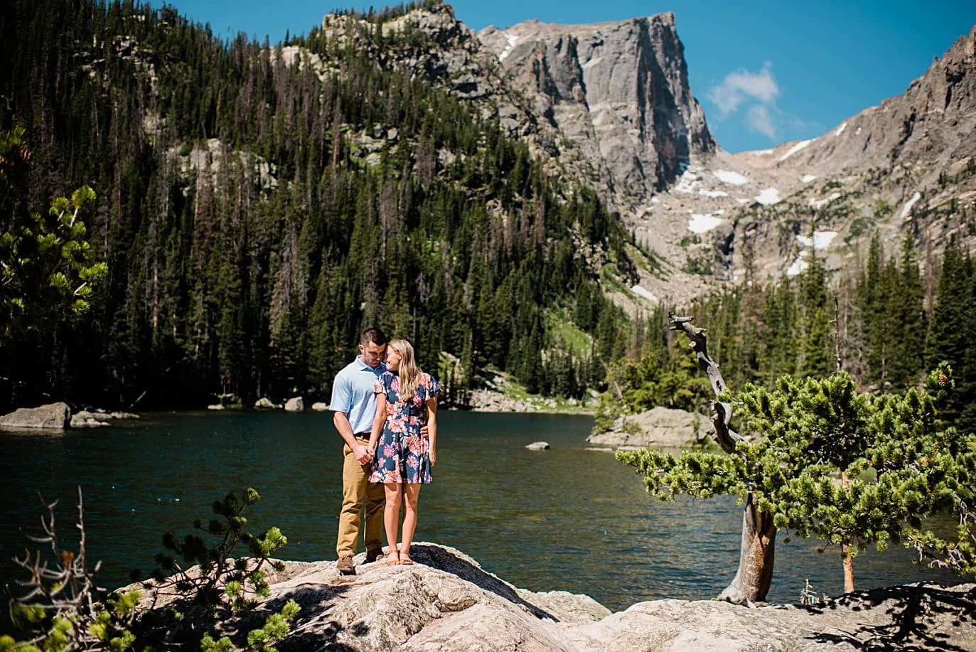 Dream Lake engagement session by Estes Park wedding photographer Jennie Crate