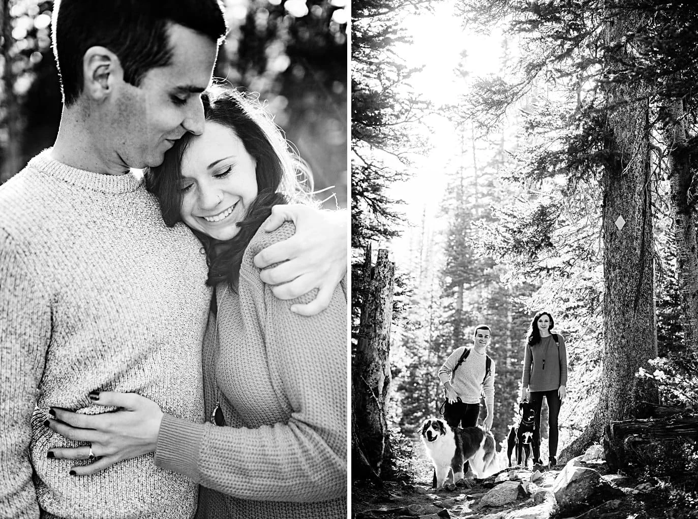 intimate moments with dogs Mitchell Lake engagement session by Boulder engagement photographer Jennie Crate