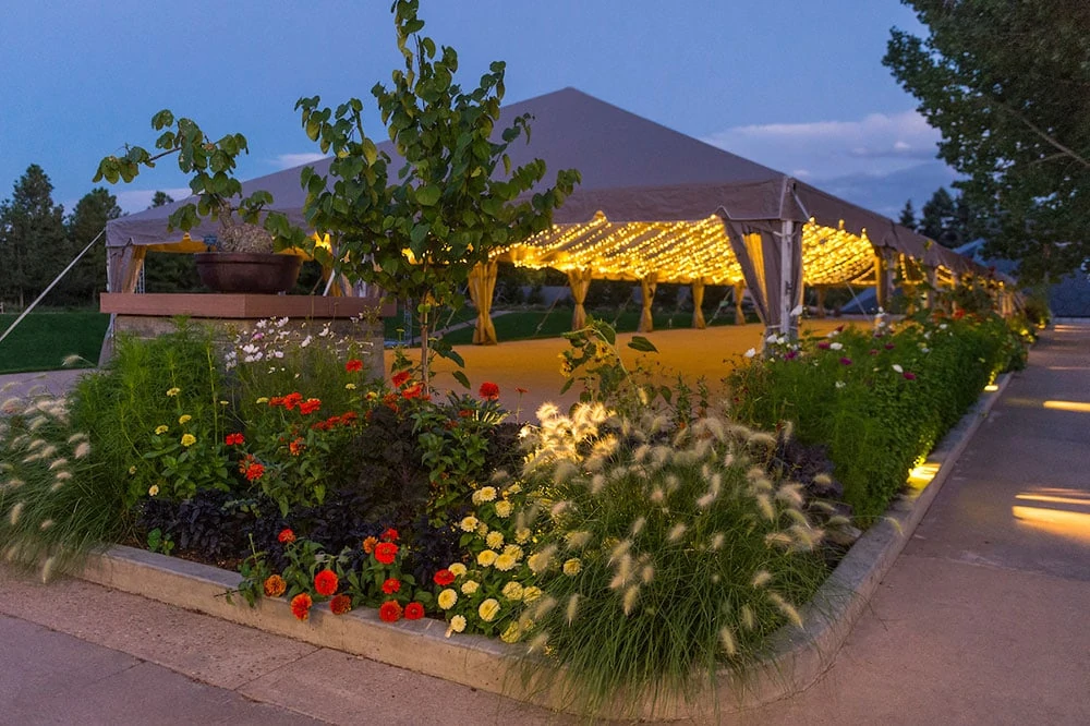 UMB Bank tent for weddings at the Denver Botanic Gardens.