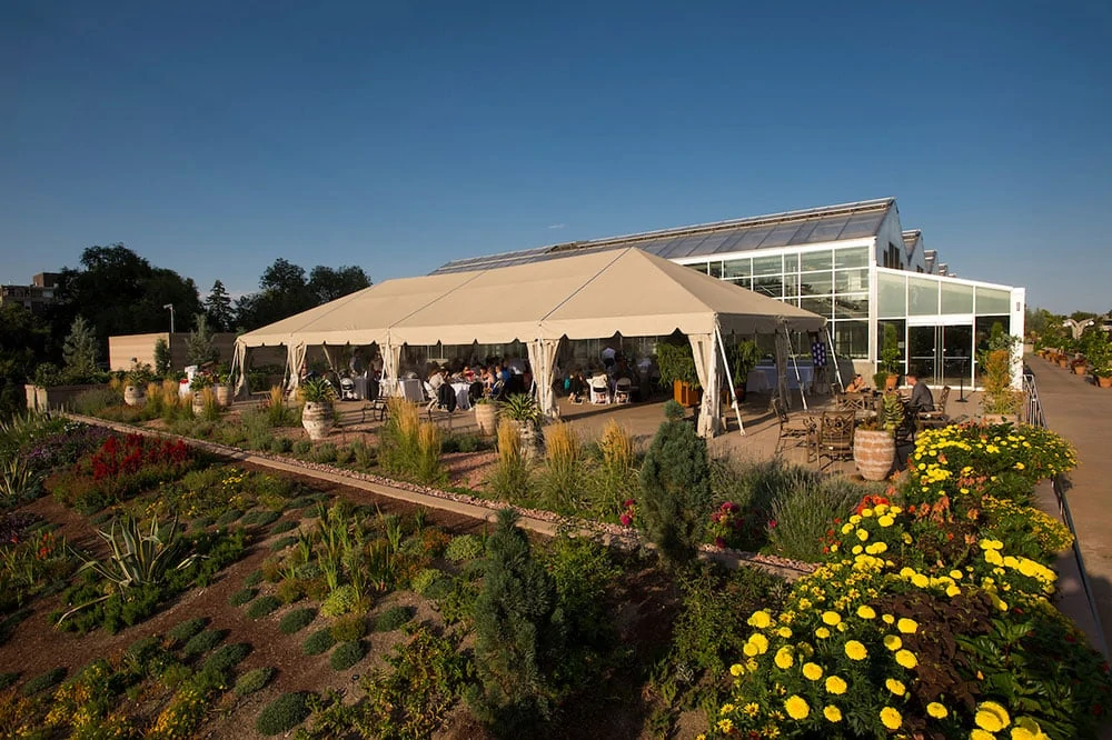 West Terrace Tent reception space at the Denver Botanic Gardens