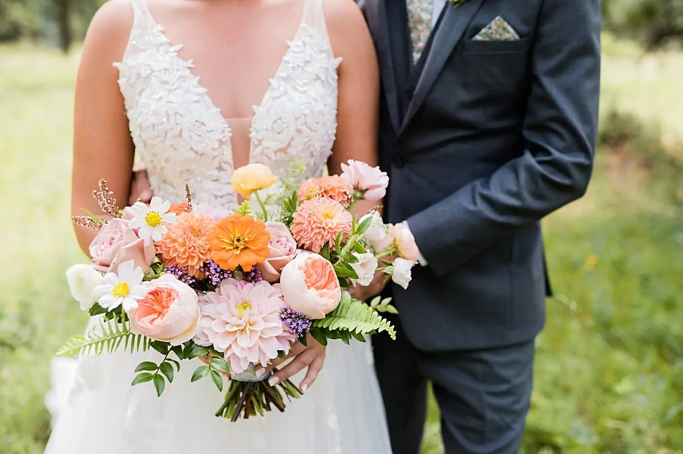 colorful flowers at Della Terra Mountain Chateau wedding