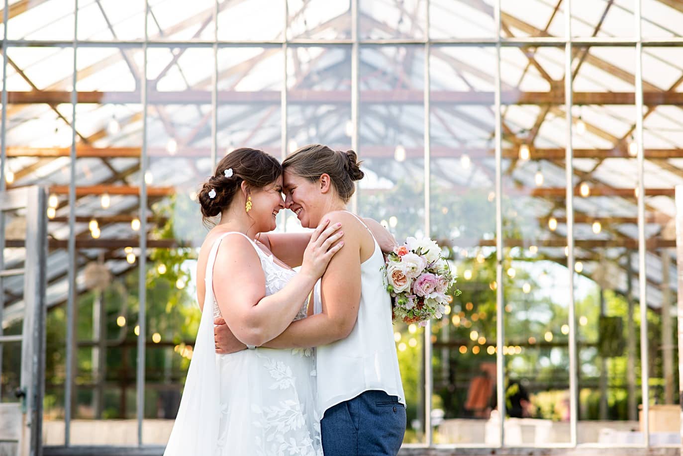 two brides at Jorgensen Farms Wedding in Columbus, OH