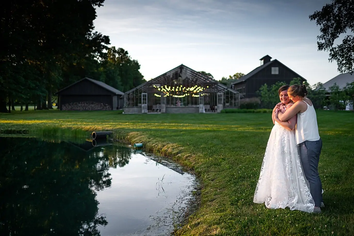 Jorgensen Farms Wedding two brides at sunset
