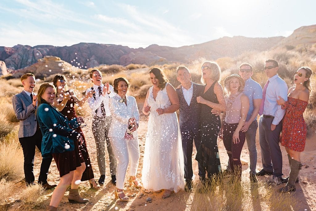 Champagne toast at Valley of Fire Wedding