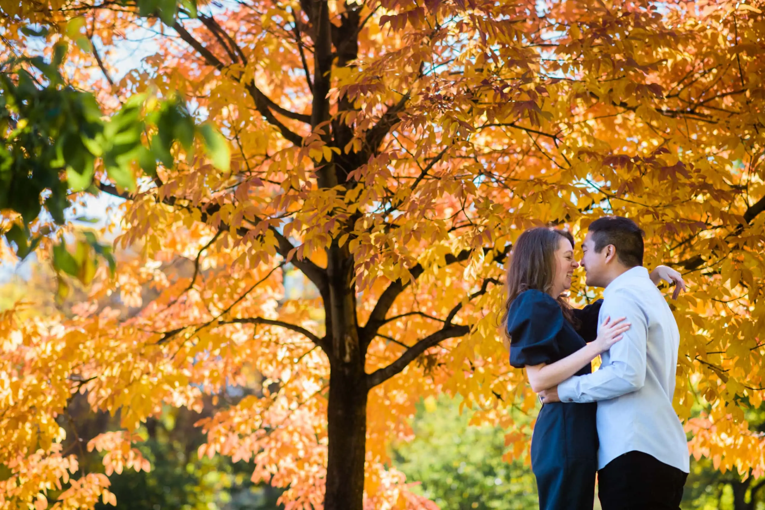 City Park Fall engagement photo in Denver