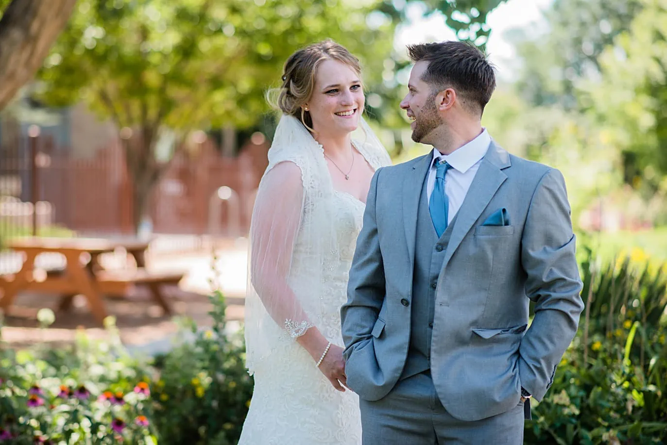 First look at Grand Junction Botanical Gardens during Grand Junction wedding
