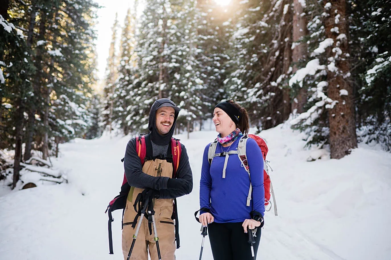 winter skiing engagement session